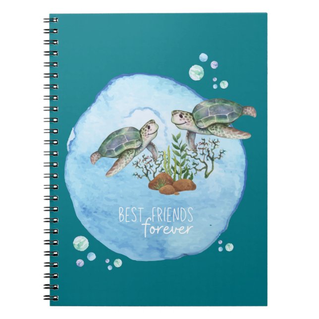 Caderno Espiral Tartarugas marinhas BFF - Presentes personalizados (Frente)
