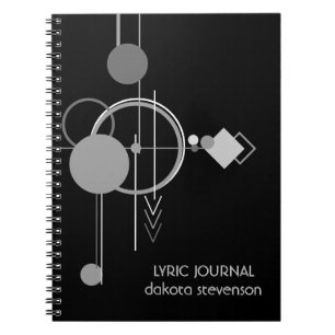 Caderno Espiral Tattoos Modern Art Deco   Letras Pretas e Cinzas