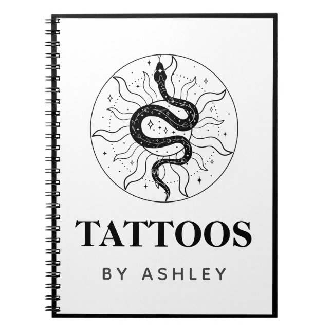 Caderno Espiral Tatuagem Artista Cobra Ilustração Cósmica Mística (Frente)