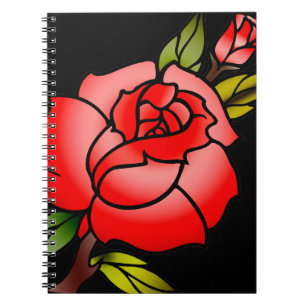 Caderno Espiral tatuagem cor-de-rosa do vintage