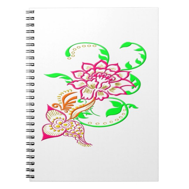 Caderno Espiral Tatuagem Flor (Frente)