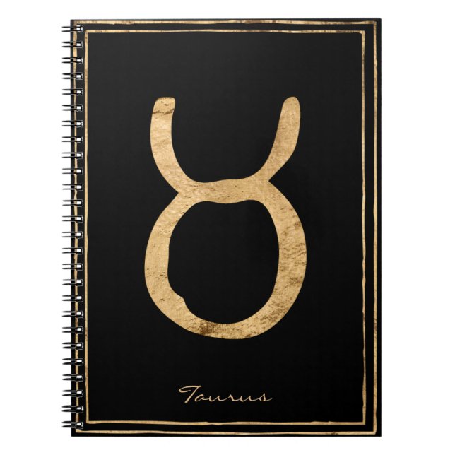 Caderno Espiral Taurus martelou o ouro estilizado símbolo de astro (Frente)