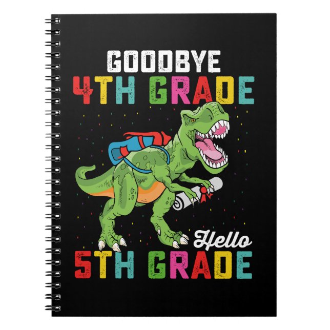 Caderno Espiral Tchau 4º ano Alô 5 Grau T Rex Dinossauro (Frente)