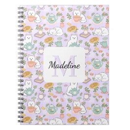 Caderno Espiral Tea & Bookish Cats Spiral Notebook