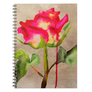 Caderno Espiral Tea Rosa aquosa híbrido cor-de-água, moderna art