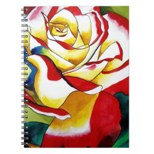 Caderno Espiral Tea Rosa watercolor original art Flower
