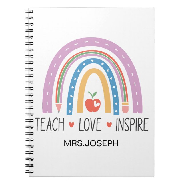 Caderno Espiral Teach Love Inspire Teacher  (Frente)