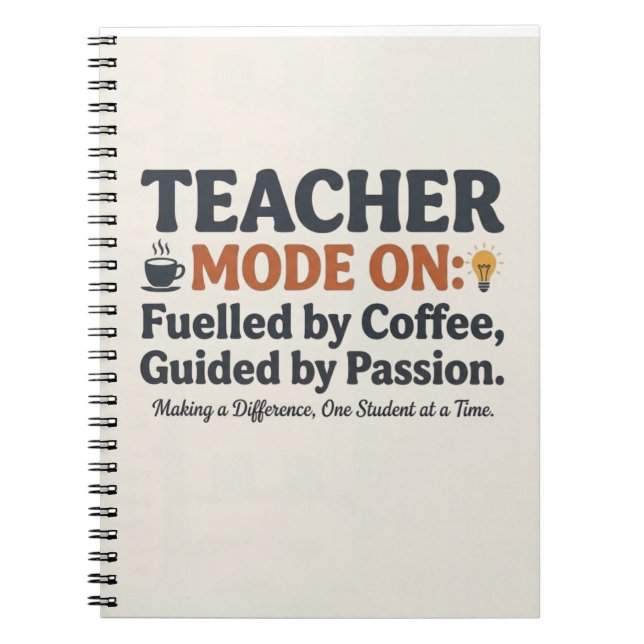 Caderno Espiral Teacher Mode On style quotes (Frente)
