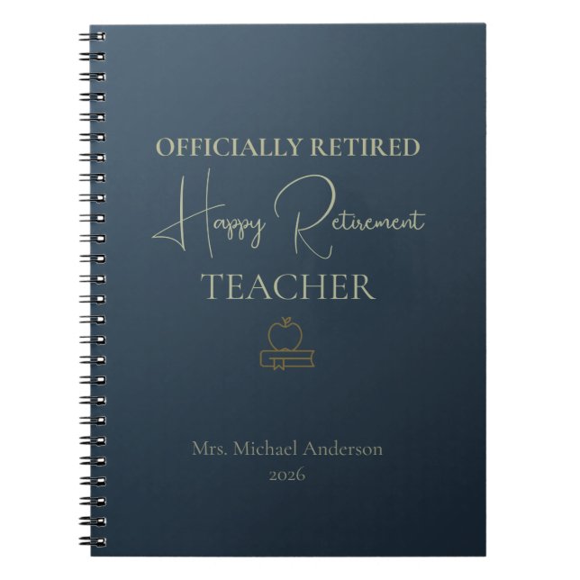 Caderno Espiral Teacher Retirement Gift Officially Retired (Frente)