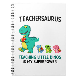 Caderno Espiral Teachersaurus humor de professor com pequenos dino