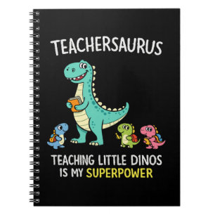 Caderno Espiral Teachersaurus humor de professor com pequenos dino