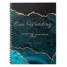 Teal Blue Glitter Agita Nosso Notebook De Casament