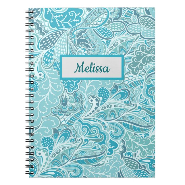 Caderno Espiral Teal Blue & Paisley (Frente)