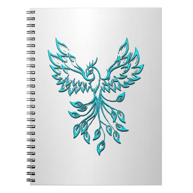 Caderno Espiral Teal Blue Phoenix nasce em prata (Frente)