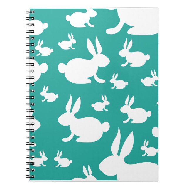 Caderno Espiral Teal Bunny Pattern (Frente)