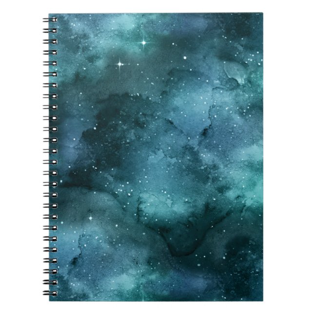Caderno Espiral Teal Galaxy Series Design 7 (Frente)