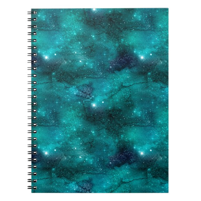 Caderno Espiral Teal Galaxy Series Design 8 (Frente)