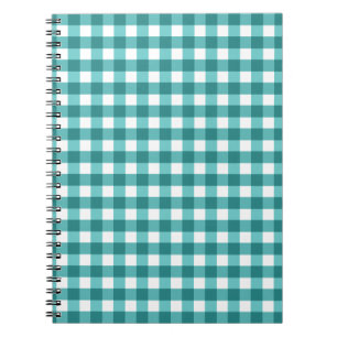 Caderno Espiral Teal Gingham