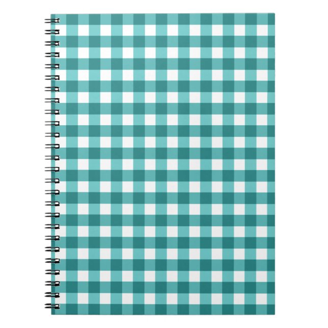 Caderno Espiral Teal Gingham (Frente)