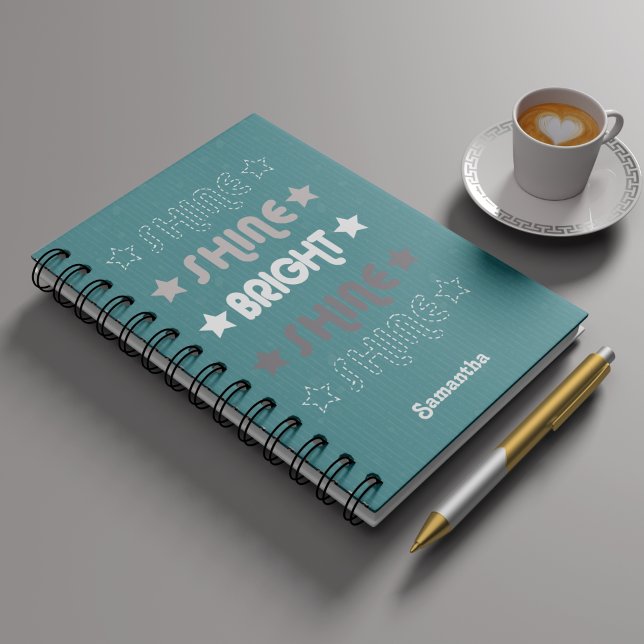 Caderno Espiral Teal Green Shine. Brilhante. Brilhante. Brilhante. (Criador carregado)