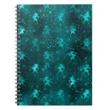 Teal Ombre Glam Glitter Unicorns Pattern