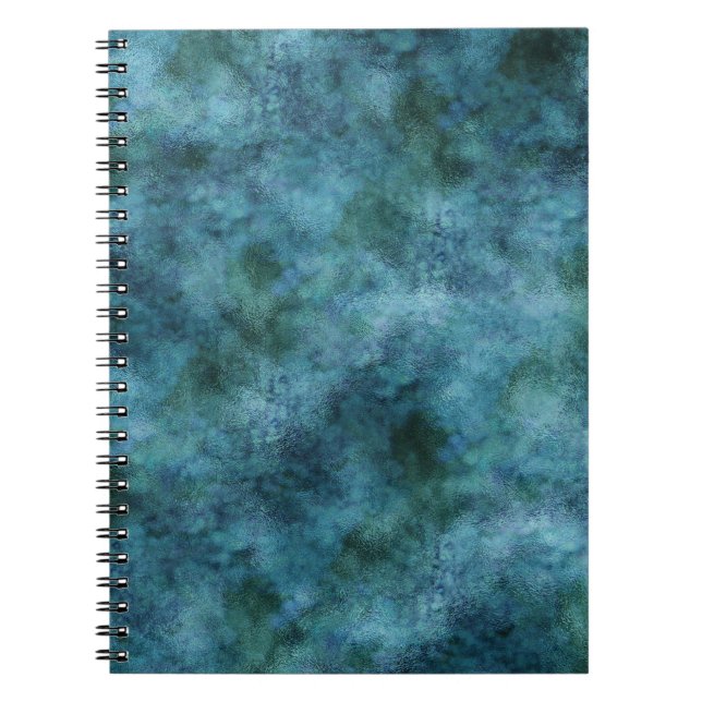 Caderno Espiral Teal Verde Aqua Azul Terra Abstrato (Frente)
