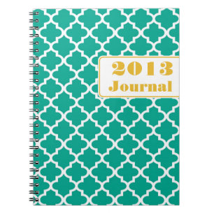 Caderno Espiral Teal yellow azulejo Trendy Annual Journal