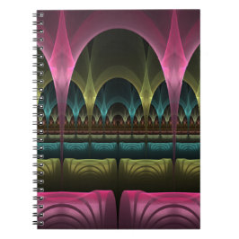 Caderno Espiral Teatro de Fantasia, Abstrato de Arte Fractal Color