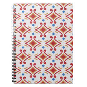 Caderno Espiral Tecido Ikat artesanal. Padrão étnico uniforme. A