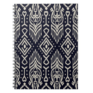 Caderno Espiral Tecido Ikat bordado: Elegância Étnica.