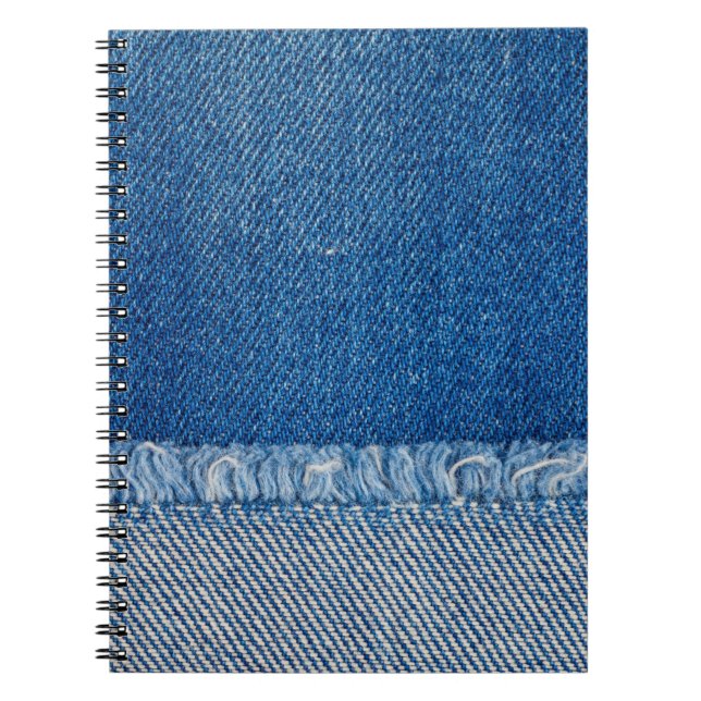 Caderno Espiral Tecido Jeans azuis Fundo, textura Denim (Frente)