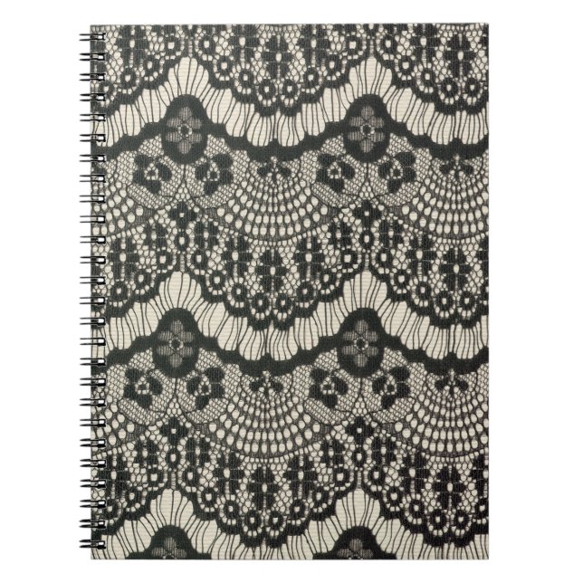 Caderno Espiral Tecido Lace Ornament em Branco. (Frente)
