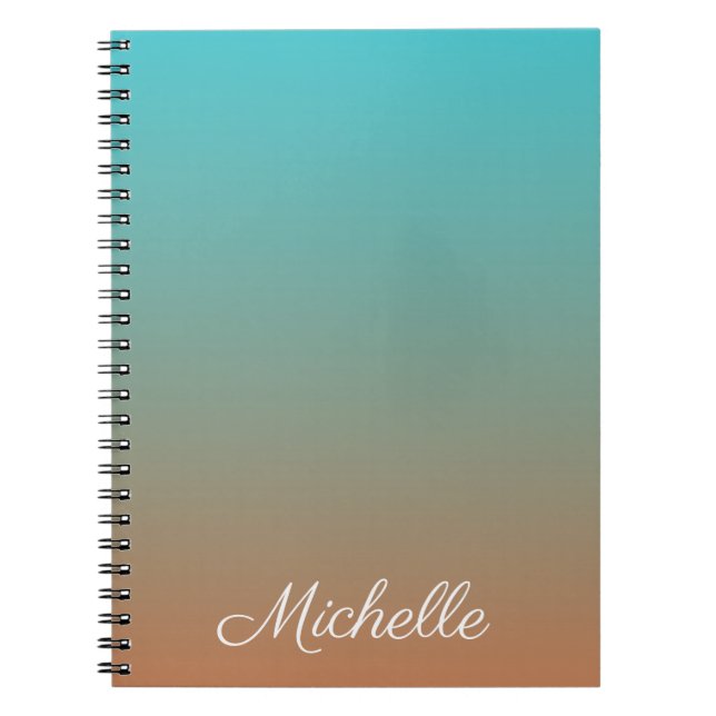 Caderno Espiral Tecido marrom e azul personalizado (Frente)