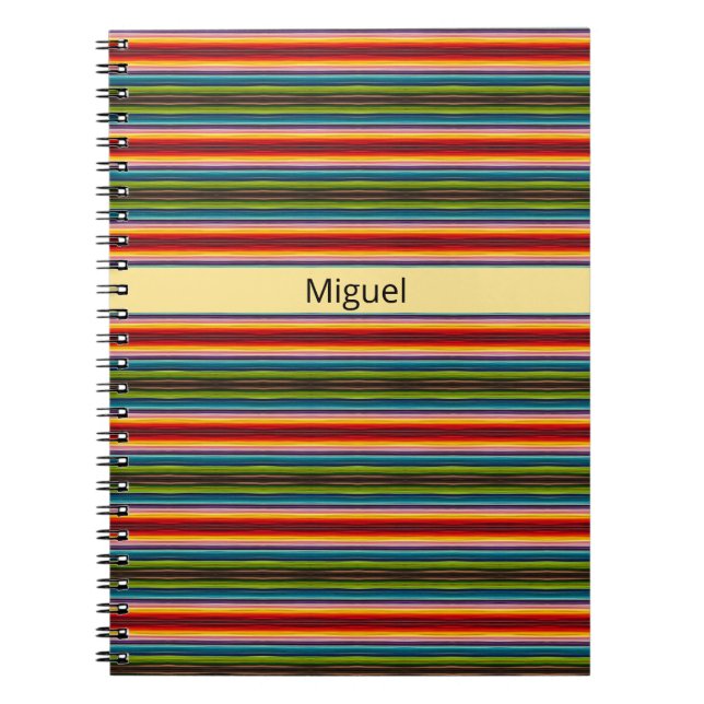 Caderno Espiral Tecido psicodélico padrão mexicano, personalizável (Frente)