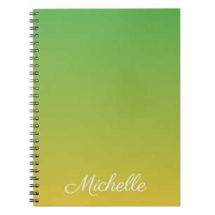 Caderno Espiral Tecido verde e amarelo personalizado