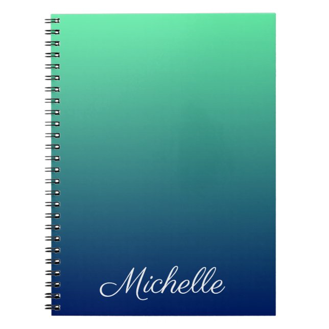 Caderno Espiral Tecla verde e azul personalizada (Frente)