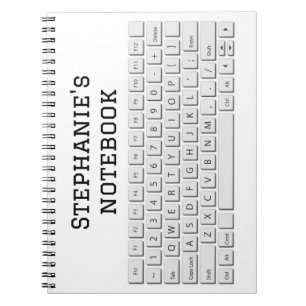 Caderno Espiral Teclado gigante de computador QWERTY letras novida