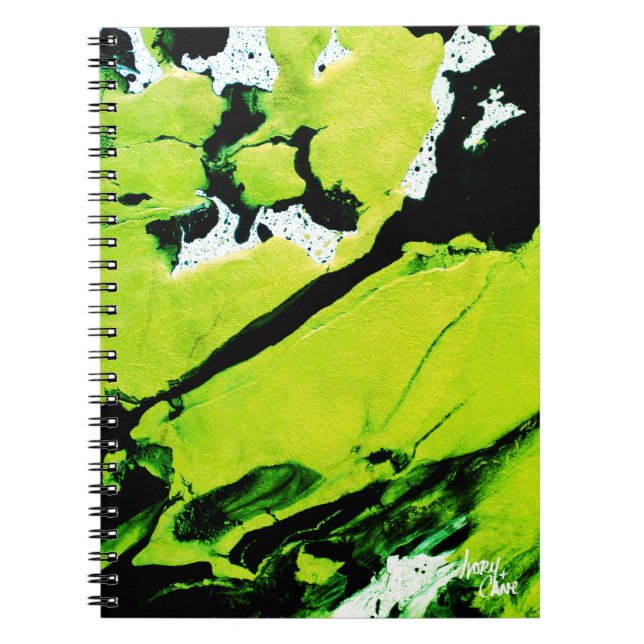 Caderno Espiral Teclado SPWW n' Slime Abstrato verde e preto (Frente)