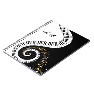Caderno Espiral Teclas de Piano e Notas Musicais