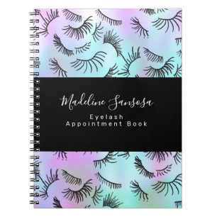 Caderno Espiral Técnico de Cílios Bonito Desenhos de Cílios Pastel