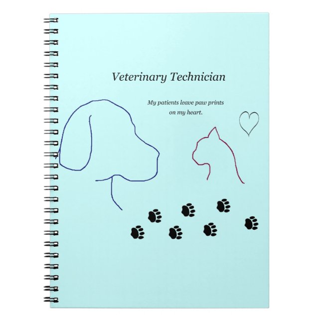 Caderno Espiral Técnico veterinário - impressões da pata em meu (Frente)