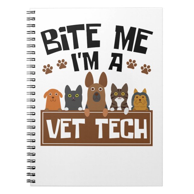 Caderno Espiral Técnico veterinário me morde sou uma técnica de ve (Frente)
