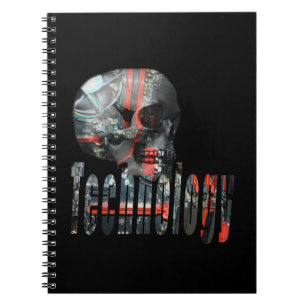 Caderno Espiral Tecnologia Skull Computador Cérebro, Notebook