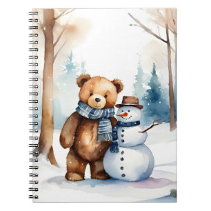 Caderno Espiral Teddy Bear Com Snowman