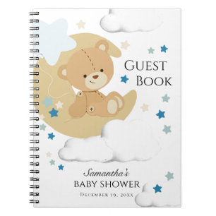 Caderno Espiral Teddy Bear Love Baby Boy Chá   Livro convidado