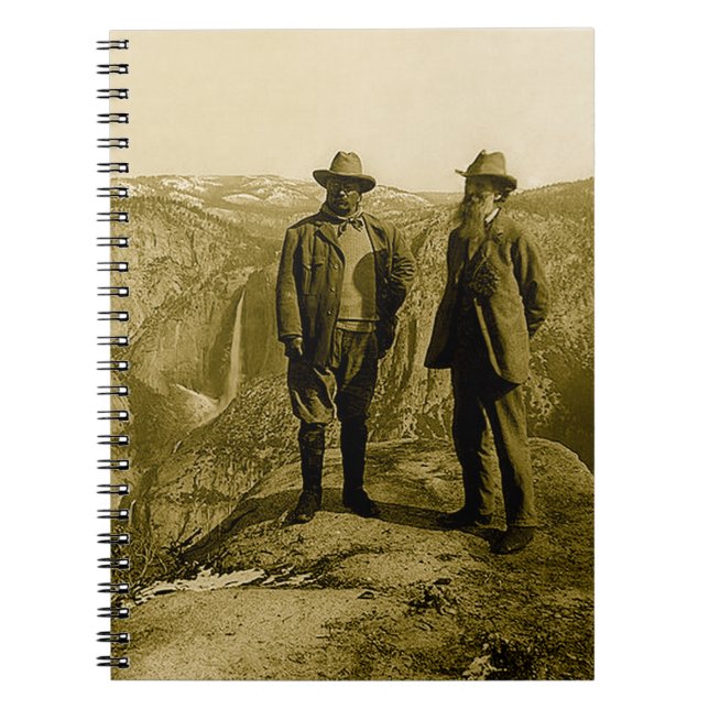 Caderno Espiral Teddy Roosevelt e John Muir no ponto da geleira (Frente)