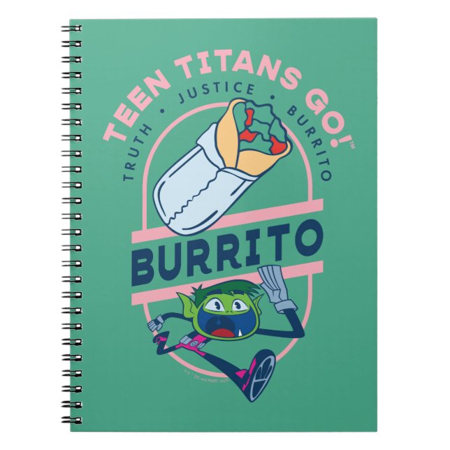 Caderno Espiral Teen Titans Go! Beast Boy "Truth Justice Burrito" (Frente)