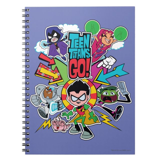 Caderno Espiral Teen Titans Go! | Equipe Gráfica do Arco (Frente)