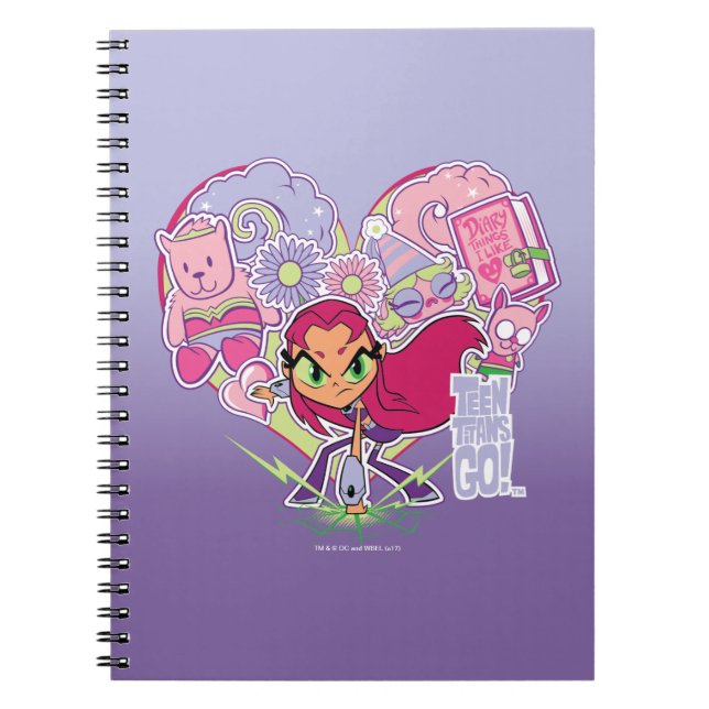 Caderno Espiral Teen Titans Go! | Gráfico de Almofadas do Coração  (Frente)