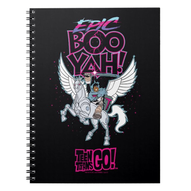 Caderno Espiral Teen Titans Go! | Guerreiro Cyborg Riding Pegasus (Frente)